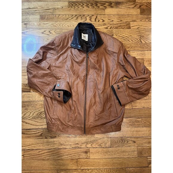 Maus & Hoffman Jacket Mens 40 Light Brown Thin Bomber Lambskin Leather Full Zip
